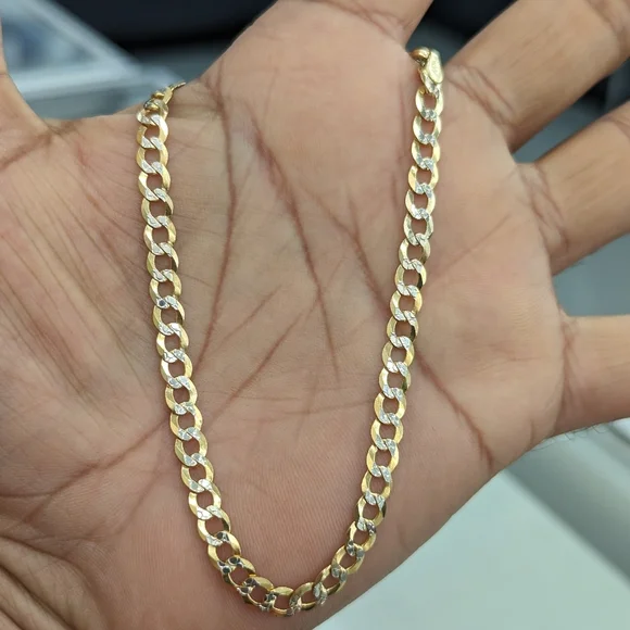 14kt Real Solid Gold Cuban Diamond Cut Anklet 4.9mm 10 inches